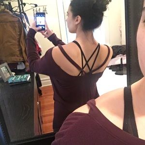 Athleta long sleeve open back top